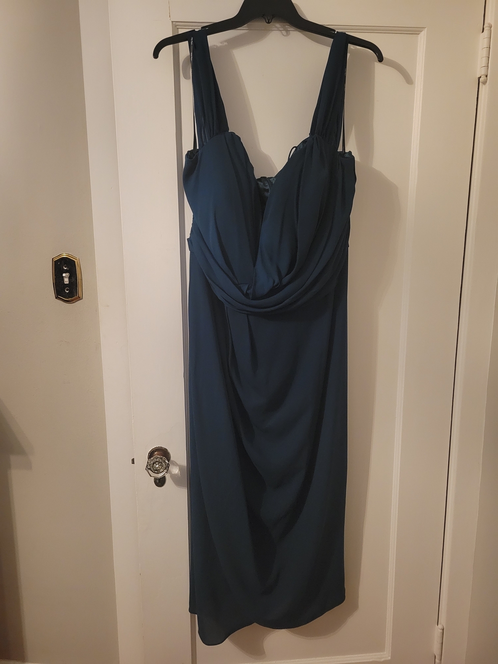 City Chic Teal Draped Midi Dress